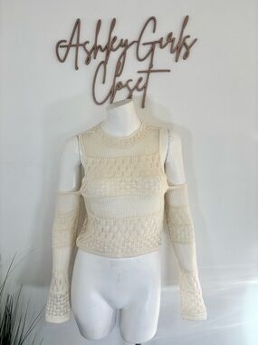 Zara Cream Open-Weave Knit Top